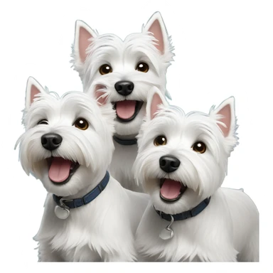 Happy three westie dogs sticker