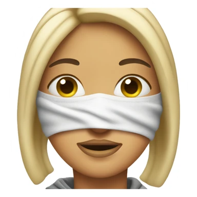 Girl wearing a ski mask with grills sticker