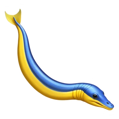 long ribbon eel, blue anbd yellow sticker