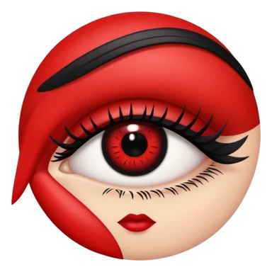 Black and red gothic big eye with mascara and makeup   sticker