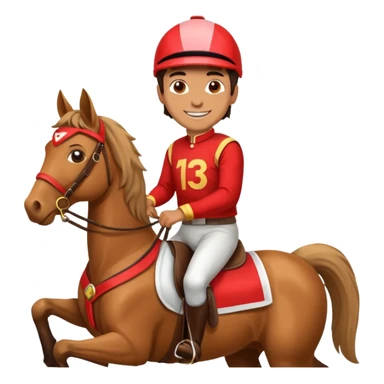 man riding horse wearing racing cloth sticker