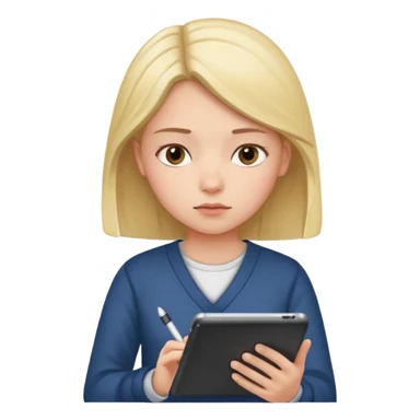 girl taking notes in tablet sticker