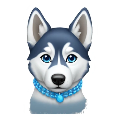 Husky with blue necklace  sticker