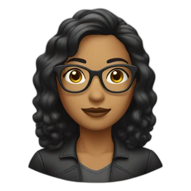 mujer con lentes y de cabello negro sticker