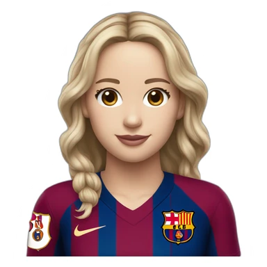 jennifer lawrence wearing fc Barcelona uniform sticker