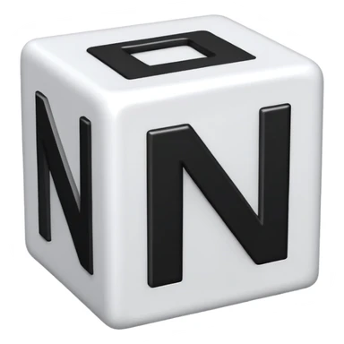A white toy with a big black letter "N" on it sticker