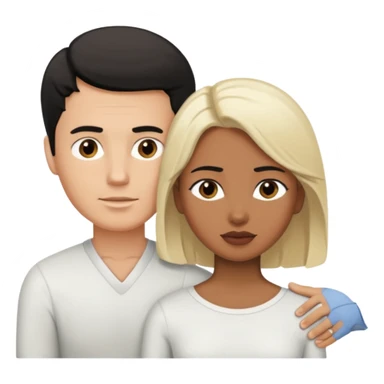 White blond man massages black haired brown woman from front view sticker