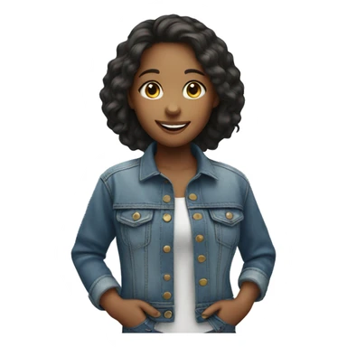 smiling girl in denim jacket sticker