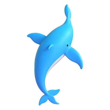 cartoonish and playful 3D dolphin's tail with exaggerated features sticker