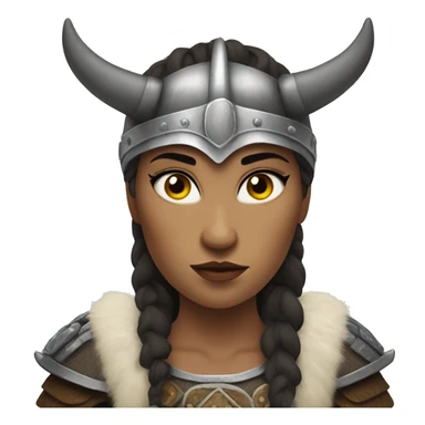 Viking woman with dark hair and viking horns on helmet and looks like Brunhilda sticker