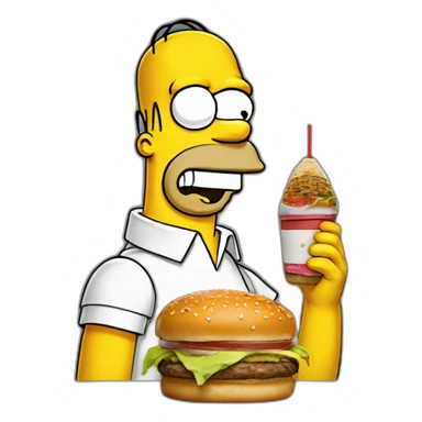 Homer Simpson mangeant un burger sticker