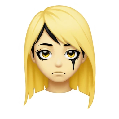 yellow face with black hair draping over one eye emo sticker