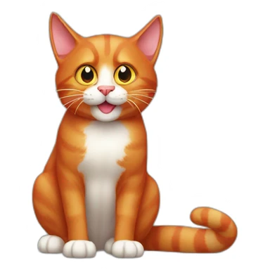 Red cat with a long tongue hanging out sticker