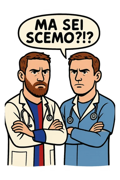 Dottore con la stessa faccia e camicie, dice "Ma sei scemo?!?" sticker