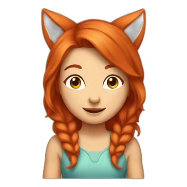 Gerl-redhead-Kare-happy-Fox ears sticker