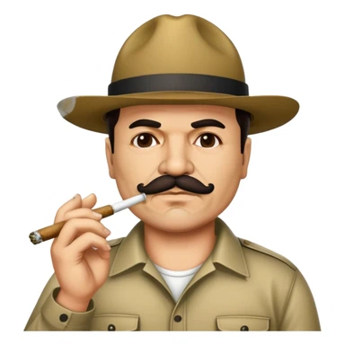 El Chapo Guzman with mustache smoking a marijuana joint sticker