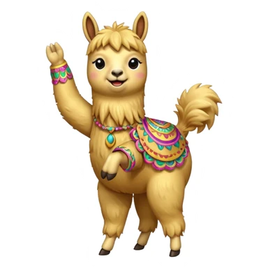 A small golden llama dancing sticker