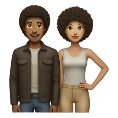 caucasian female with an afro-american male sticker