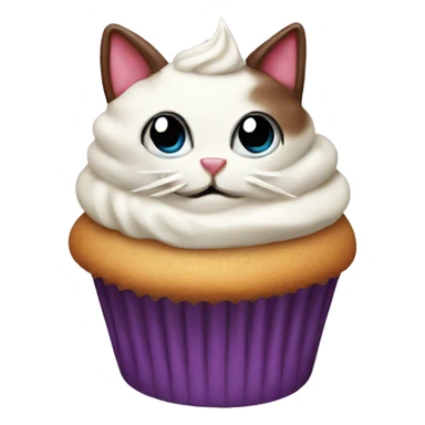 Cupcake with a Cat head and cream on top sticker