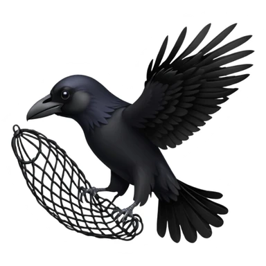 A raven getting caught in a net sticker