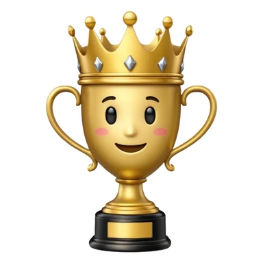 Win Emoji

Glossy 3D emoji showing a gold trophy with a small crown, glowing effect, black and gold theme. sticker