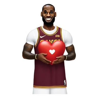 LeBron James holding a heart sticker