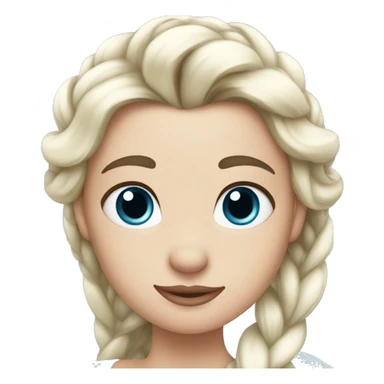 duck with hair like Elsa from frozen, white braids, blue eyes sticker