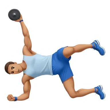 side-view of guy in blue shorts doing decline crunches sticker