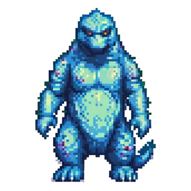 Godzilla, pixel art style, classic monster, detailed pixel design sticker