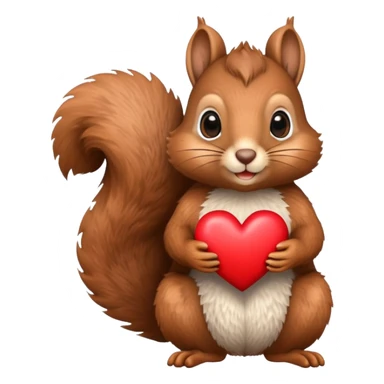 Squirrel holding a heart sticker
