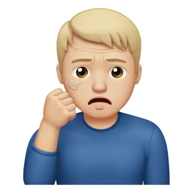 Crying man with his fist holding to his mouth sticker