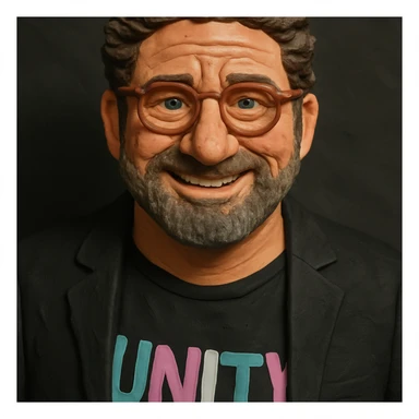 this image in claymation style portrait inspired by Gerard Butler sticker
