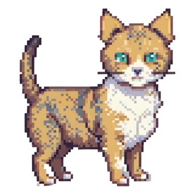 catdog mashup, seamless blend of cat and dog traits, pixel art style sticker