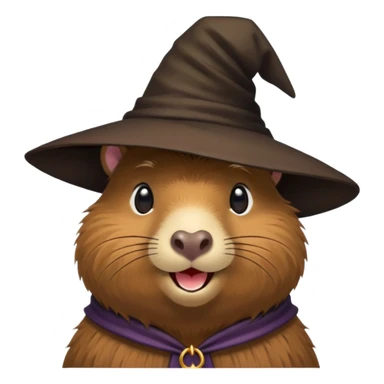 A capybara wearing a witch hat sticker