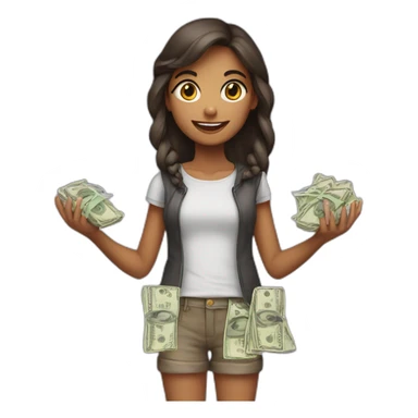 preatty girl which has money in her hands sticker