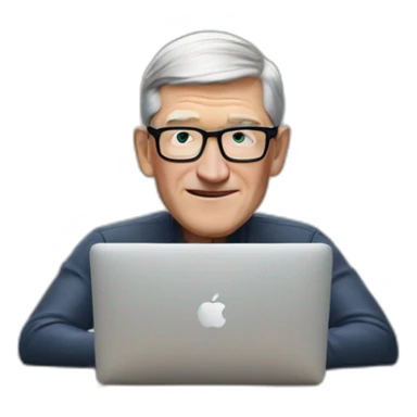 tim cook with macbook pro on desk sticker