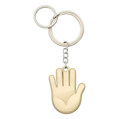 light beige keys on a dark green palm-shaped keychain, emoji style sticker
