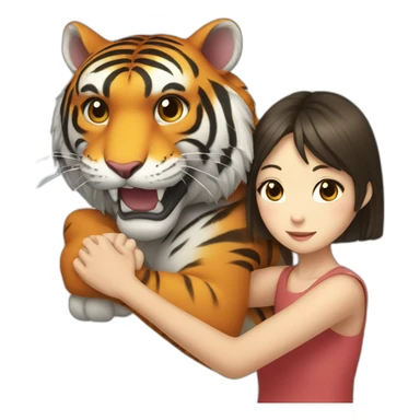 Tiger in arm of Japanese  girl  sticker