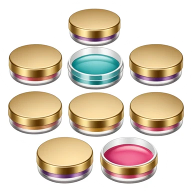 PVarios rodutos de beleza com tampa dos potes dourados e fundo transparente pra usar como figurinha sticker