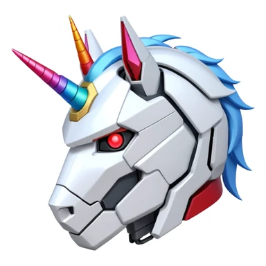 Gundam RX-0 Unicorn robot head, angled view sticker