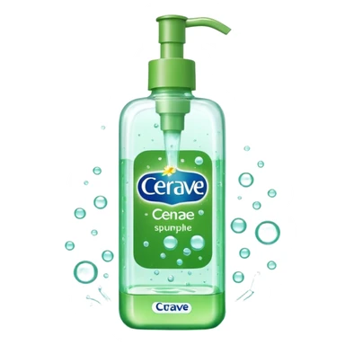 `CeraVe-shaped white rectangular pump bottle with soft green label CeraVe” stripe. Surrounded by floating water bubbles, glowing light particles, and a gentle green mist. Feels like a calm hydration spell in a bottle. Clean, glossy, emoji-style.`magical
 sticker