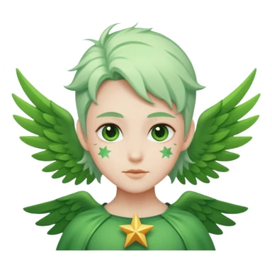like character, star of green that have white wings  sticker