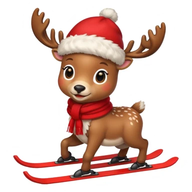 baby reindeer skiing sticker