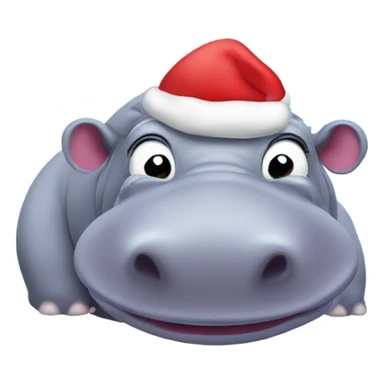 hippo with santa hat sticker