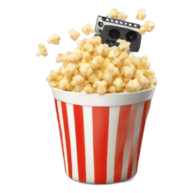 Popcorn in a striped cup with a TV sticker