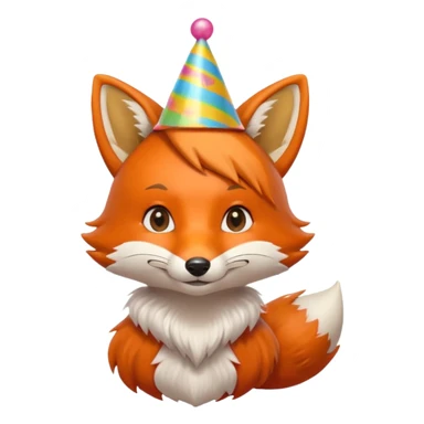 cute fox, party hat, portrait, bust up sticker