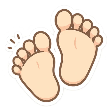 two feet soles, playful pose, cartoon emoji style, inspired by reference image sticker