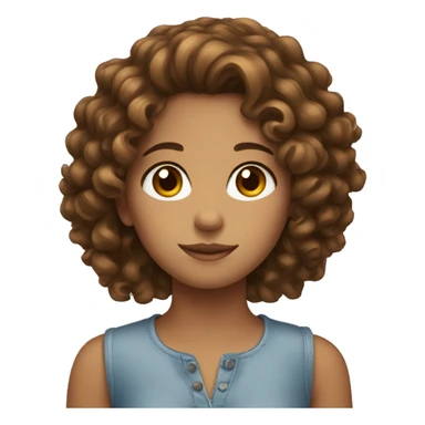 girl with brown curly hair brown eyes sticker