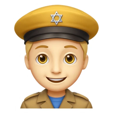 Smile face klasyczny ten żółty, klasyczna emotka messengerowa, lecz z pejsami i beretem żydowskim  sticker