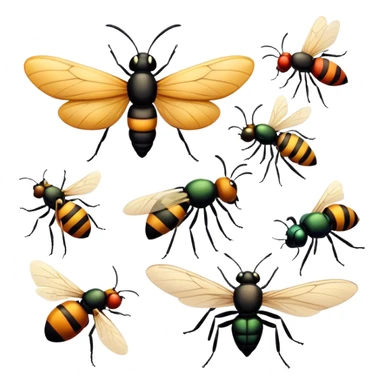 multiple insects flying around sticker